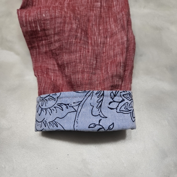 Scotch & Soda Red Linen Flip Up Cuffs Fall Shirt Size L - Picture 10 of 10